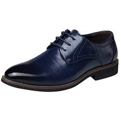 Anzug Schuhe Herren Schuhe im klassischen Stil für Herren zum Hineinschlüpfen aus PU- mit niedriger Gummisohle und Blockabsatz 11 Herren Schuhe (40, Blau) von BSWFA