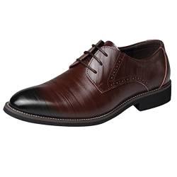 Anzug Schuhe Herren Schuhe im klassischen Stil für Herren zum Hineinschlüpfen aus PU- mit niedriger Gummisohle und Blockabsatz 11 Herren Schuhe (44, Braun) von BSWFA