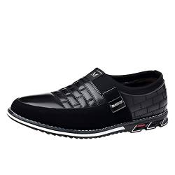 BSWFA Herren Schuhe 47 Schwarz Atmungsaktive, Bequeme Business-Slip-On-Arbeits- und Freizeitschuhe aus einfarbigem für Herren Herren Schuhe Mokassins (46, Schwarz) von BSWFA