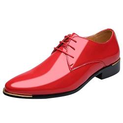 BSWFA Herren Schuhe Schwarz 43 Und Spitzschuhe Herren Business Classical Leather Casual Herren Lederschuhe Herren Schuhe Freizeit (48, Rot) von BSWFA