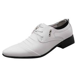 BSWFA Leichtathletik Schuhe Herren Bequeme Anzug Hochzeit Männer Schuhe Business Schuh Spitze Schuhe Männer Casual Herren Lederschuhe Schuhe Herren Unter (38, Weiß) von BSWFA