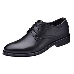 BSWFA Polizei Schuhe Herren Schwarz Atmungsaktive Bequeme Business-Schnürschuhe für die Arbeit, Freizeit, einfarbige Lederschuhe für Herren Herren Schuhe Outdoor (47, Schwarz) von BSWFA