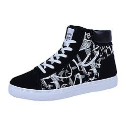 BSWFA Schuhe Herren Schwarz 43 High-Top Mode Comforty-Color Matching beiläufige Spitze Sneaker Herren Chucks (White, 42) von BSWFA