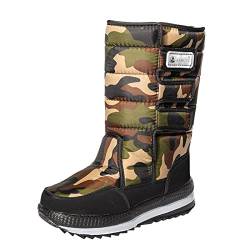 BSWFA Schuhe Hochzeit Herren warm und kalt spritzwassergeschützte Wasserhakenschlaufe verdickte Schneestiefel Schuhe Größe 50 Herren Winterstiefel Reißverschluss (Camouflage, 43) von BSWFA