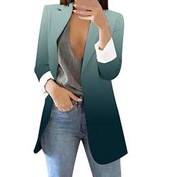 Blazer Damen Elegant Langarm Blazer Sakko Einfarbig Slim Fit Umlegekragen Geschäft Büro Jacke Mantel Anzüge Bolero Strickjacke mit Tasche (f-Mint Green, XL) von BSWFA