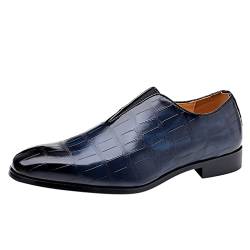 Herren Business Schuhe Atmungsaktive Spitzschuh Schnürschuhe Lässige Lederschuhe Büro Arbeits Bequeme Anzugschuhe Glattleder Schnürhalbschuhe (41, a-Blau) von BSWFA