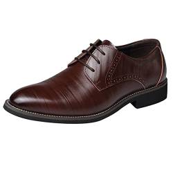 Herren Business Schuhe Atmungsaktive Spitzschuh Schnürschuhe Lässige Lederschuhe Büro Arbeits Bequeme Anzugschuhe Glattleder Schnürhalbschuhe (41, i-Braun) von BSWFA