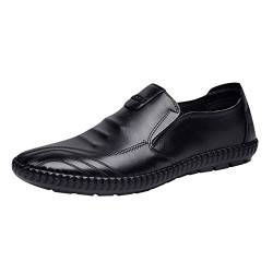 Herren Business Schuhe Atmungsaktive Spitzschuh Schnürschuhe Lässige Lederschuhe Büro Arbeits Bequeme Anzugschuhe Glattleder Schnürhalbschuhe (42, h-Schwarz) von BSWFA