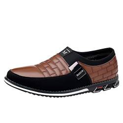 Herren Schuhe 47 Schwarz Atmungsaktive, Bequeme Business-Slip-On-Arbeits- und Freizeitschuhe aus einfarbigem für Herren Herren Schuhe Mokassins (42, Braun) von BSWFA