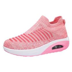 Outdoor Frauen Schuhe Atmungsaktive Farbe Sport Mesh Runing Solide Schuhe Leinenschuhe Damen Schuhe (15-Pink, 42) von BSWFA