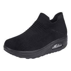 Outdoor Frauen Schuhe Atmungsaktive Farbe Sport Mesh Runing Solide Schuhe Leinenschuhe Damen Schuhe (16-Black, 41) von BSWFA