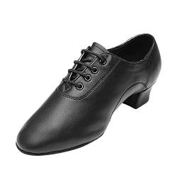 Schuhe Herren Moderne Lateinische Tanzschuhe für Herren Einfarbige Schnürschuhe Ballsaal-Tanzschuhe Indoor-Trainingsschuhe Lederschuhe Atmungsaktive Schuhe Herren (Black, 41) von BSWFA