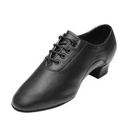 Schuhe Herren Moderne Lateinische Tanzschuhe für Herren Einfarbige Schnürschuhe Ballsaal-Tanzschuhe Indoor-Trainingsschuhe Lederschuhe Atmungsaktive Schuhe Herren (Black, 42) von BSWFA