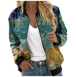 Sommerjacke Damen Elegant, Bomberjacke Ladies Light Bomber Jacket Leichte Fliegerjacke Blouson Pilotenjacke Kurzjacke Damenjacke Herbst Frühling College Jacke Funktionsjacke Damen Z01H-Grün M von BSWFA