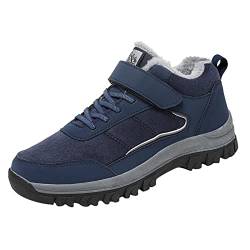 Stabil Herren Schuhe Winter Plus Samt Warm Mittleres Und Ältere Leichte Lässige Bequeme Rutschfeste Outdoor Walking Schneestiefel Schuhe Herren Schuhe Ledersohle (Dark Blue, 42) von BSWFA