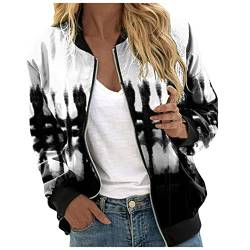 Strickjacken für Damen, Bomberjacke Ladies Light Bomber Jacket Leichte Fliegerjacke Blouson Pilotenjacke Kurzjacke Damenjacke Herbst Frühling College Jacke Jacken Teenager Mädchen Trend Z01G-Weiß L von BSWFA