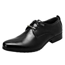 Taktische Schuhe Herren Atmungsaktive Bequeme Business-Schnürschuhe für die Arbeit, Freizeit, einfarbige Lederschuhe für Herren Schuhe Herren Beste (46, Schwarz) von BSWFA