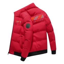 BTBDYDH Herren Jacke Trapstar Winterjacke Herren Damen Leichte Daunenjacke Einfarbig Jacke Trapstar Logo Druckte Puffer Jacke Winterjacke Unisex Mantel Winter Warm Steppjacke (10-Rot,Xxl) von BTBDYDH