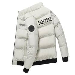 BTBDYDH Jacken Herren Trapstar Winterjacke Herren Damen Leichte Daunenjacke Einfarbig Jacke Trapstar Logo Druckte Puffer Jacke Winterjacke Unisex Mantel Winter Warm Steppjacke (01-Weiß,M) von BTBDYDH