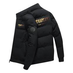 BTBDYDH Mantel Herren Winter Trapstar Winterjacke Herren Damen Leichte Daunenjacke Einfarbig Jacke Trapstar Logo Druckte Puffer Jacke Winterjacke Unisex Mantel Winter Warm Steppjacke (09-Schwarz,L) von BTBDYDH