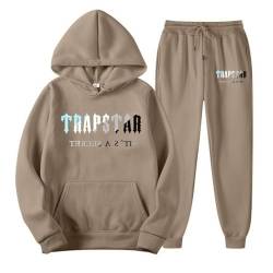 BTBDYDH Trainingsanzug Trapstar Jogginganzug für Herren Lose Hoodies Tracksuit Y2K für Herren Unisex Hip Hop Trainingsanzüge für Männer Lässig Oberteile und Sportanzug Trapstar Anzug 03-Kamel 3XL von BTBDYDH