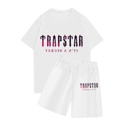 BTBDYDH Trapstar T-Shirt Damen Trainingsanzüge 2-teiliger Kurzarm-T-Shirt-Anzug Trapstar Logo bedruckter Herren-Trainingsanzug Jogginganzug und Shorts T-Shirt-Set Unisex (01-Weiß,S) von BTBDYDH