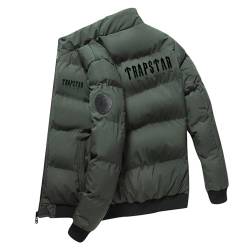 BTBDYDH Wintermantel Herren Trapstar Winterjacke Herren Damen Leichte Daunenjacke Einfarbig Jacke Trapstar Logo Druckte Puffer Jacke Winterjacke Unisex Mantel Winter Warm Steppjacke (01-DunkelgrüN,M) von BTBDYDH