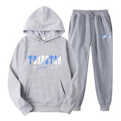 Herren Jogginganzug Trapstar Jogginganzug für Herren Lose Hoodies Tracksuit Y2K für Herren Unisex Hip Hop Trainingsanzüge für Männer Lässig Oberteile und Sportanzug Trapstar Anzug 01-Hellgrau M von BTBDYDH