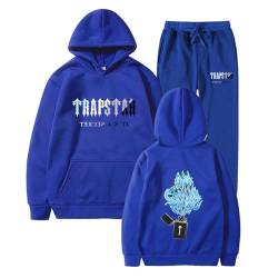 Jogginganzug Herren Set Trapstar Anzug Herren Trapstar Jogginganzug 2-teilig Trapstar Logo Trainingsanzug Sportanzug Tracksuit Unisex Jogging Anzug Set mit Hoodie und Hose Hoodie y2k 01-Blau M von BTBDYDH