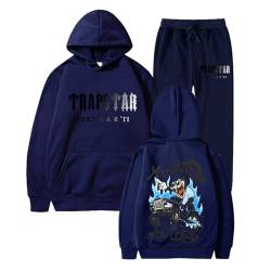 Joginanzuge Herren Trapstar Anzug Herren Trapstar Jogginganzug 2-teilig Trapstar Logo Trainingsanzug Sportanzug Tracksuit Unisex Jogging Anzug Set mit Hoodie und Hose Hoodie y2k 03-Dunkelblau M von BTBDYDH