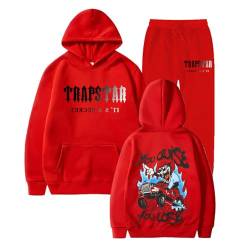 Klamotten Herren Trapstar Anzug Herren Trapstar Jogginganzug 2-teilig Leichte Trapstar Logo Trainingsanzug Sportanzug Tracksuit Unisex Jogging Anzug Set mit Hoodie und Hose Hoodie y2k 03-Rot L von BTBDYDH