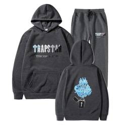 Pullis Trapstar Anzug Herren Trapstar Jogginganzug 2-teilig Herbst Leichte Trapstar Logo Trainingsanzug Sportanzug Tracksuit Unisex Jogging Anzug Set mit Hoodie und Hose Hoodie y2k 01-Dunkelgrau M von BTBDYDH