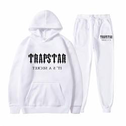 Traningsanzuganzug Herren Unisex Sportswear Trainingsanzug-Set Kapuzenpullis und Hosen Verdickt Hooded Langärmliges Hemd Locker-sitzend Freizeithose Jogging Anzug Trapstar Anzug Hoodie y2k 01-Weiß S von BTBDYDH