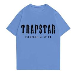 Trapstar Tshirt Herren Kurzarm T Shirt Logo Druckte Trapstar Tracksuit Casual T-Shirt Unisex Shirts (01-Blau,S) von BTBDYDH