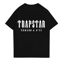 Trapstar Tshirt Herren Kurzarm T Shirt Logo Druckte Trapstar Tracksuit Casual T-Shirt Unisex Shirts (01-Schwarz,S) von BTBDYDH