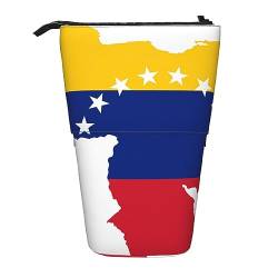 BTCOWZRV Federmäppchen mit venezuela-Flagge, bedruckt, stehend, teleskopisch, niedliches Schreibwarenetui, Büro-Organizer mit Reißverschluss, Schwarz , Einheitsgröße von BTCOWZRV