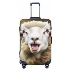 BTCOWZRV Funny Naughty Sheep Tongue Cute Animal Print Luggage Cover Dustproof Suitcase Cover Elastic Travel Luggage Protector Suitcase Protector Luggage Sleeves Fit 18-32 Inch Luggage, Black, M von BTCOWZRV