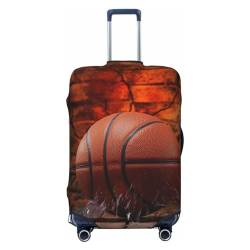 BTCOWZRV Gepäckabdeckung für Basketball in Ziegelwand, elastisch, waschbar, kratzfest, Reisegepäckabdeckung, staubdicht, tragbar, passend für 45,7 - 81,3 cm (18 - 32 Zoll) Gepäck, Schwarz , S von BTCOWZRV