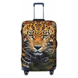 BTCOWZRV Gepäckabdeckung mit Dschungel-Leopardenmuster, staubdicht, elastisch, Reisegepäckschutz, Kofferschutz, Gepäckhüllen, passend für 45,7 - 81,3 cm Gepäck, Schwarz , XL von BTCOWZRV