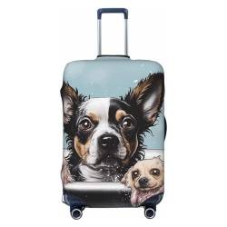 BTCOWZRV Gepäckabdeckung mit lustigem Hund, elastisch, waschbar, kratzfest, Reisegepäck-Abdeckung, staubdicht, tragbar, passend für Gepäck von 45,7 - 81,3 cm, Schwarz , XL von BTCOWZRV