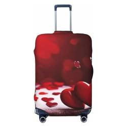 BTCOWZRV Gepäckabdeckung mit rotem Herzmotiv, staubdicht, elastisch, Reisegepäckschutz, Kofferschutz, Gepäckhüllen, passend für 45,7 - 81,3 cm Gepäck, Schwarz , XL von BTCOWZRV