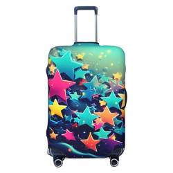 BTCOWZRV Gepäckabdeckung mit vielen Sternen bedruckt, staubdicht, elastisch, Reisegepäckschutz, Kofferschutz, Gepäckhüllen, passend für 45,7 - 81,3 cm Gepäck, Schwarz , L von BTCOWZRV