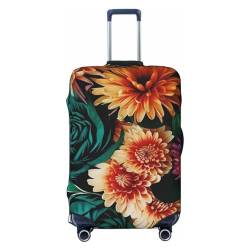 BTCOWZRV Gepäckabdeckung mit wunderschönem Blumendruck, staubdicht, elastisch, Reisegepäckschutz, Kofferschutz, Gepäckhüllen, passend für 45,7 - 81,3 cm Gepäck, Schwarz , L von BTCOWZRV