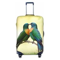 BTCOWZRV Love Birds Gepäckabdeckung, elastisch, waschbar, kratzfest, Reisegepäckabdeckung, staubdicht, tragbar, passend für 45,7 - 81,3 cm (18 - 32 Zoll) Gepäck, Schwarz , S von BTCOWZRV