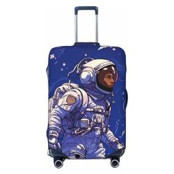 BTCOWZRV Schwarzer Astronaut auf blauem Gepäck, elastisch, waschbar, Koffer-Schutz, kratzfest, Reisegepäckabdeckung, staubdicht, tragbare Kofferabdeckungen, passend für 45,7 - 81,3 cm große von BTCOWZRV