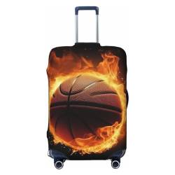 Gepäckabdeckung für brennende Basketballbilder, elastisch, waschbar, kratzfest, Reisegepäckabdeckung, staubdicht, tragbar, passend für 45,7 - 81,3 cm (18 - 32 Zoll) Gepäck, Schwarz , S von BTCOWZRV