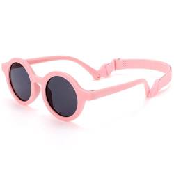 BTHRORO Kinder Sonnenbrille für Jungen und Mädchen, Niedliche UV400 Schutz Polarisierte Sonnenbrille Runde Baby Sonnenbrille mit Verstellbar Gurt für 0-2 Jahre von BTHRORO
