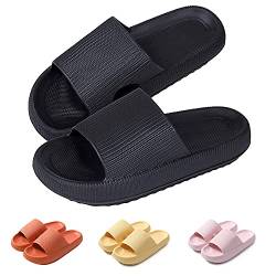 BTONGE Herren Damen Badeschuhe, Sommer Hausschuhe Slippers Rutschfeste Flachrutschsandalen Dicke Sohle Open Toe Schlappen Badeschlappen Sandalen für den Innen- und Außenbereich von BTONGE