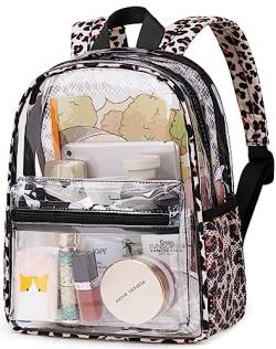 BTOOP Klarer Mini-Rucksack, leicht, durchsichtig, Büchertasche, kleine transparente Tasche für Schule, Arbeit, Sport, Stadion, Sicherheit, Light Leopard, Classic von BTOOP