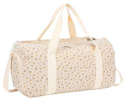 Duffle Bag für Gym Sport Frauen Mädchen Workout Reisetasche Weekender mit Schuhfach und Nassfach, Cord-florales Beige von BTOOP